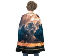 FHESDCW Magnificent Rainstorm Cloud Halloween Cape Unisex, Reversible Satin Cloak for Cosplay, Christmas, Halloween Party