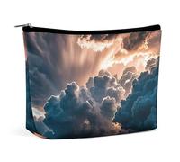 FHESDCW Magnificent Rainstorm Cloud Makeup Bag for Women PU Leather Waterproof Cosmetic Bag with Zipper Portable Travel Makeup Organizer