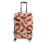 FHESDCW Many Romantic Dachshunds Luggage Covers for Suitcases, Washable Travel Accessories, Anti-Scratch & Dust Protection Suitcase Cover Protector Fits 19-32 Inch Luggage, style, M, Classic