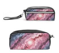 FHESDCW Marble Patterned Pencil Case Large Capacity with Zipper, Hanging Water Proof Cosmetic Bag for Travel, Vintage Leather Pencil Pouch for Women Men