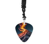 FHESDCW Marble Patterns Resembling Mountain Peaks Guitar Pick Necklace, Titanium Steel Guitar Pick with 23Inch Black Cord, Unique Music Jewelry Gift for Men Women