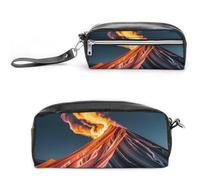 FHESDCW Marble Patterns Resembling Mountain Peaks Pencil Case Large Capacity with Zipper, Hanging Water Proof Cosmetic Bag for Travel, Vintage Leather Pencil Pouch for Women Men