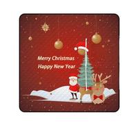 FHESDCW Merry Christmas and Happy New Year Picnic Blanket with Zippered Tote Bag, Waterproof Portable Outdoor Blanket, Lightweight Foldable Outdoor Mat for Beach, Camping, Park, 150x150cm