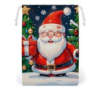 FHESDCW Merry Christmas Santa Claus Drawstring Bag Canvas, Reusable Travel Jewelry Pouches, Washable Storage Bags for Gift, Candy, Cosmetics 20 * 25cm