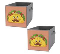 FHESDCW Mexican Corn Rolls Foldable Storage Box with Handles, Durable Oxford Storage Cubes, 2PCS Collapsible Closet Organizer for Home, Shelf, Office, Travel