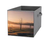 FHESDCW Misty Sunrise Foldable Storage Box with Handles, Durable Oxford Storage Cubes, 1PCS Collapsible Closet Organizer for Home, Shelf, Office, Travel