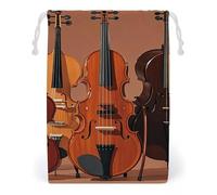 FHESDCW Monochrome String Instruments Drawstring Bag Canvas, Reusable Travel Jewelry Pouches, Washable Storage Bags for Gift, Candy, Cosmetics 12 * 18cm