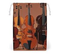 FHESDCW Monochrome String Instruments Drawstring Bag Canvas, Reusable Travel Jewelry Pouches, Washable Storage Bags for Gift, Candy, Cosmetics 20 * 25cm