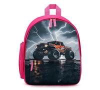 FHESDCW Monster Truck Black Sky Lightning Roar Backpack for Men Women, Durable Small Bookbag Lightweight Daypack for Travel, Hiking, Pink-style