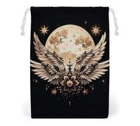 FHESDCW Moon And Flowers Drawstring Bag Canvas, Reusable Travel Jewelry Pouches, Washable Storage Bags for Gift, Candy, Cosmetics 20 * 25cm
