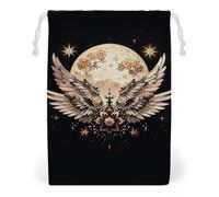 FHESDCW Moon And Flowers Drawstring Bag Canvas, Reusable Travel Jewelry Pouches, Washable Storage Bags for Gift, Candy, Cosmetics 12 * 18cm