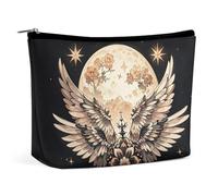 FHESDCW Moon And Flowers Makeup Bag for Women PU Leather Waterproof Cosmetic Bag with Zipper Portable Travel Makeup Organizer