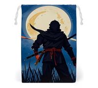 FHESDCW Moonlight Watercolor Style Ninja Drawstring Bag Canvas, Reusable Travel Jewelry Pouches, Washable Storage Bags for Gift, Candy, Cosmetics 12 * 18cm