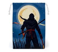 FHESDCW Moonlight Watercolor Style Ninja Drawstring Bag Canvas, Reusable Travel Jewelry Pouches, Washable Storage Bags for Gift, Candy, Cosmetics 20 * 25cm