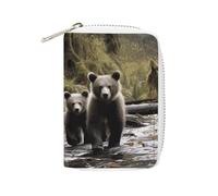 FHESDCW Mother Bear And Her Leather Card Bag Credit Card Holder Zipper Wallet With 20 Card Slots Slim Wallet Debit Card Protector Organizer Case, style, 16x11.5cm