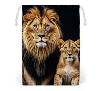 FHESDCW Mother Lion And Young Lion Drawstring Bag Canvas, Reusable Travel Jewelry Pouches, Washable Storage Bags for Gift, Candy, Cosmetics 20 * 25cm