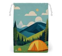 FHESDCW Mountain Camping Drawstring Bag Canvas, Reusable Travel Jewelry Pouches, Washable Storage Bags for Gift, Candy, Cosmetics 20 * 25cm