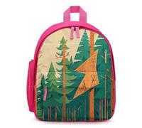 FHESDCW Mountain Fir Forest Backpack for Men Women, Durable Small Bookbag Lightweight Daypack for Travel, Hiking, Pink-style, One Size, Daypack Backpacks