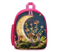 FHESDCW Mushroom Moon And Stars Backpack for Men Women, Durable Small Bookbag Lightweight Daypack for Travel, Hiking, Pink-style, One Size, Daypack Backpacks