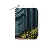 FHESDCW Mushrooms on The Dark Card Holder for Men Women, Leather Credit Card Holder with 20 Card Slots Small Purse with Zipper