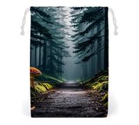 FHESDCW Mushrooms on The Dark Drawstring Bag Canvas, Reusable Travel Jewelry Pouches, Washable Storage Bags for Gift, Candy, Cosmetics 12 * 18cm