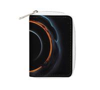 FHESDCW Mysterious Cosmic Black Holes Card Holder for Men Women, Leather Credit Card Holder with 20 Card Slots Small Purse with Zipper