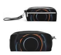 FHESDCW Mysterious Cosmic Black Holes Pencil Case Large Capacity with Zipper, Hanging Water Proof Cosmetic Bag for Travel, Vintage Leather Pencil Pouch for Women Men