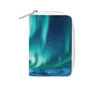 FHESDCW Northern Lights Leather Card Bag Credit Card Holder Zipper Wallet With 20 Card Slots Slim Wallet Debit Card Protector Organizer Case, style, 16x11.5cm