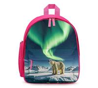 FHESDCW Northern Lights Polar Bear Backpack for Men Women, Durable Small Bookbag Lightweight Daypack for Travel, Hiking, Pink-style, One Size, Daypack Backpacks