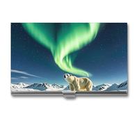 FHESDCW Northern Lights Polar Bear Business Card Holder for Men & Women, Professional Card Case with Buckle Style Shut, Compact And Portable Metal Case for Office Workers, style, One Size, Classic