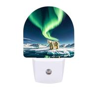 FHESDCW Northern Lights Polar Bear Night Lights Plug Into Wall, LED Nightlights Auto On/Off Dusk to Dawn Sensor, Energy Efficient Night Lamp Soft Glow for Hallway Bedroom Bathroom Kitchen, 0.5W