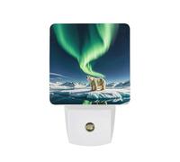 FHESDCW Northern Lights Polar Bear Night Lights Plug Into Wall, LED Nightlights Auto On/Off Dusk to Dawn Sensor, Energy Efficient Night Lamp Soft Glow for Hallway Bedroom Bathroom Kitchen, 0.5W