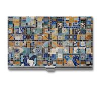 FHESDCW Nostalgic Marble Mosaic Business Card Holder for Men & Women, Professional Card Case with Buckle Style Shut, Compact And Portable Metal Case for Office Workers, style, One Size, Classic