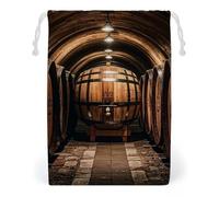 FHESDCW Oak Barrels for Storing Wine Drawstring Bag Canvas, Reusable Travel Jewelry Pouches, Washable Storage Bags for Gift, Candy, Cosmetics 12 * 18cm