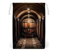 FHESDCW Oak Barrels for Storing Wine Drawstring Bag Canvas, Reusable Travel Jewelry Pouches, Washable Storage Bags for Gift, Candy, Cosmetics 20 * 25cm