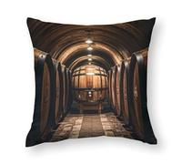 FHESDCW Oak Barrels for Storing Wine Pillow Cover, Soft Pillow Covers - Hidden Zipper Closure, Standard Square 24"x24" Pillowcases, Decorative Cushion Cases for Couch, Sofa, Outdoor
