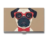 FHESDCW Old Fashionable Khabby Dog Business Card Holder for Men & Women, Professional Card Case with Buckle Style Shut, Compact And Portable Metal Case for Office Workers, style, One Size, Classic