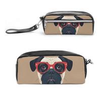 FHESDCW Old Fashionable Khabby Dog Pencil Case Large Capacity with Zipper, Hanging Water Proof Cosmetic Bag for Travel, Vintage Leather Pencil Pouch for Women Men