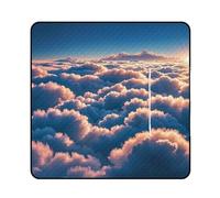 FHESDCW On Top of The Cloud Picnic Blanket with Zippered Tote Bag, Waterproof Portable Outdoor Blanket, Lightweight Foldable Outdoor Mat for Beach, Camping, Park, 200x200cm