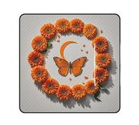FHESDCW Orange Butterfly Moon Picnic Blanket with Zippered Tote Bag, Waterproof Portable Outdoor Blanket, Lightweight Foldable Outdoor Mat for Beach, Camping, Park, 200x200cm