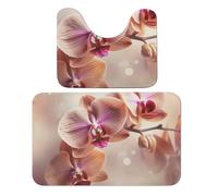 FHESDCW Orchid on Background Bathroom Rugs Set 2 Piece - Super Soft Coral Fleece Bath Rug & U-Shaped Toilet Mat Non-Slip Absorbent Floor Mat for Bathroom, Living Room, Bedroom 19.7"x31.5"