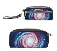 FHESDCW Outer Space Nebula Gas Cloud Pencil Case Large Capacity with Zipper, Hanging Water Proof Cosmetic Bag for Travel, Vintage Leather Pencil Pouch for Women Men