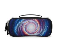 FHESDCW Outer Space Nebula Gas Cloud Pencil Case with Zipper - Large Capacity, Portable Small Cosmetic Bag for Travel, Vintage PU Leather Pencil Pouch for Women Men