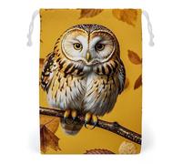 FHESDCW Owl Branch Drawstring Bag Canvas, Reusable Travel Jewelry Pouches, Washable Storage Bags for Gift, Candy, Cosmetics 12 * 18cm