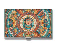 FHESDCW Patterns of Ancient Civilization Figures Business Card Holder for Men & Women, Professional Card Case with Buckle Style Shut, Compact And Portable Metal Case for Office Workers, style, One