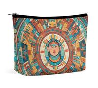 FHESDCW Patterns of Ancient Civilization Figures Makeup Bag for Women PU Leather Waterproof Cosmetic Bag with Zipper Portable Travel Makeup Organizer
