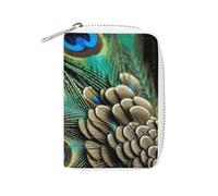 FHESDCW Peacock Feather Leather Card Bag Credit Card Holder Zipper Wallet With 20 Card Slots Slim Wallet Debit Card Protector Organizer Case, style, 16x11.5cm