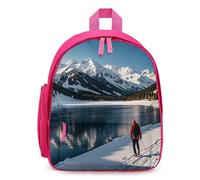 FHESDCW People Cross Lakes Backpack for Men Women, Durable Small Bookbag Lightweight Daypack for Travel, Hiking, Pink-style