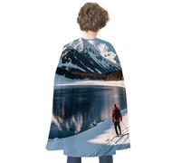 FHESDCW People Cross Lakes Halloween Cape Unisex, Reversible Satin Cloak for Cosplay, Christmas, Halloween Party