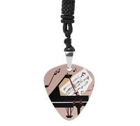 FHESDCW Piano Violin Music Notes Guitar Pick Necklace, Titanium Steel Guitar Pick with 23Inch Black Cord, Unique Music Jewelry Gift for Men Women